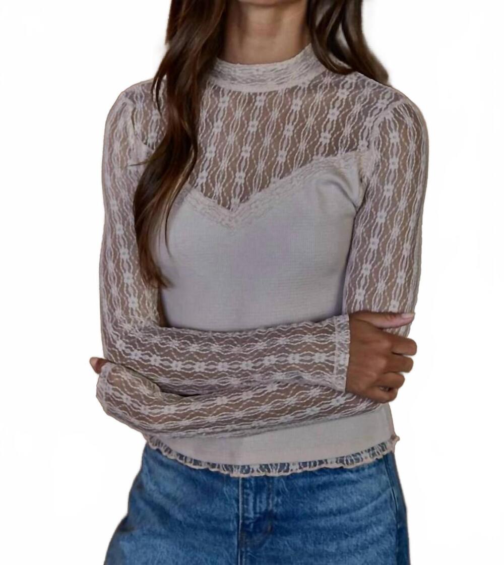 NEW BY TOGETHER elora moonlight lace top in beige